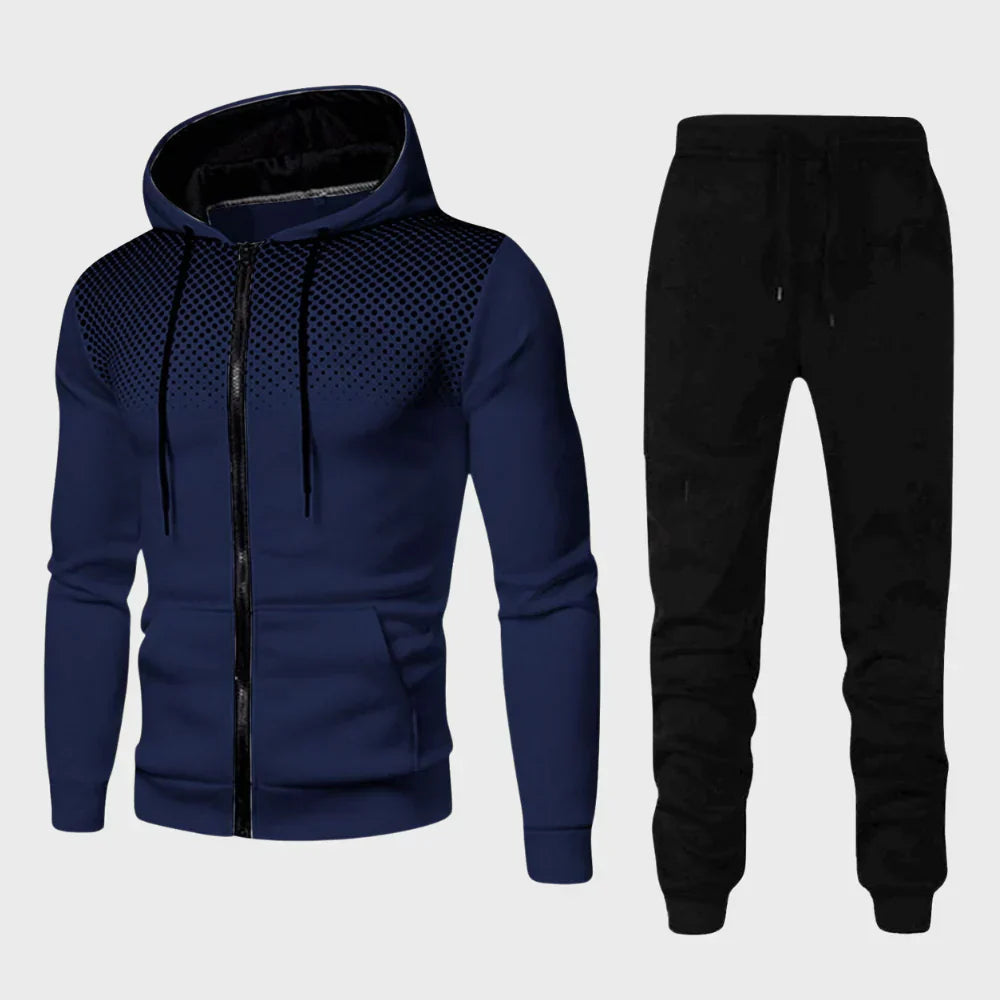 Trainingspak - Tweedelig joggingpak met capuchon en ritssluiting voor heren-Boetiek Moda