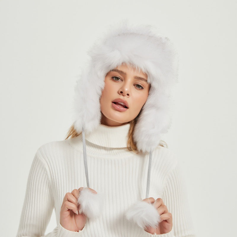 Trapperhoed - Wit - Nepbont - Oesjanska - Winterhoed voor dames-Boetiek Moda