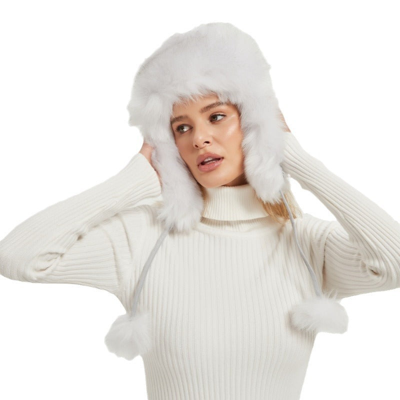 Trapperhoed - Wit - Nepbont - Oesjanska - Winterhoed voor dames-Boetiek Moda