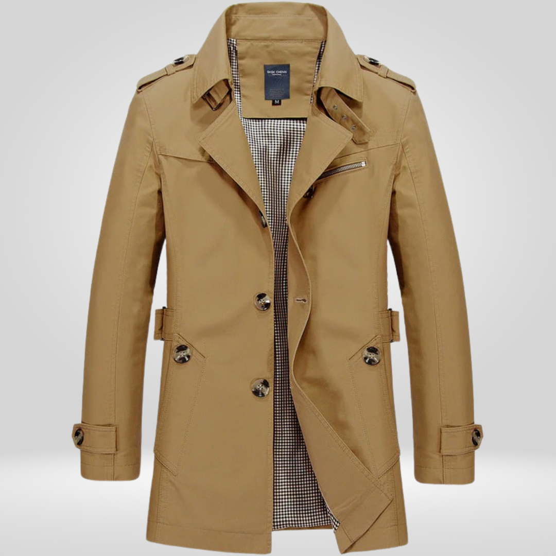 Trenchcoat | Klassiek | Halflang | Enkelrijige jas | Trenchcoat voor heren-Boetiek Moda
