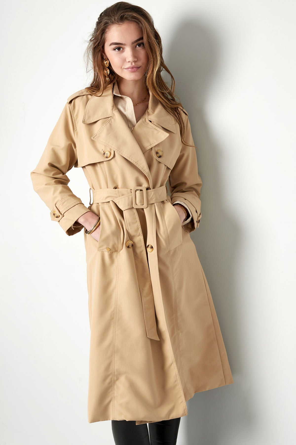 Trenchcoat - Klassieke Double Breasted Trenchcoat met Riem voor dames-Boetiek Moda