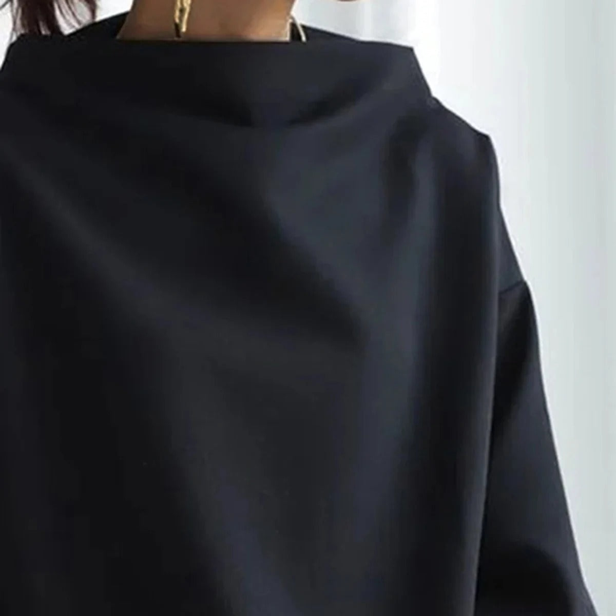 Trui | Hoge Hals | Zwart | Oversized Pullover | Dameskleding-Boetiek Moda