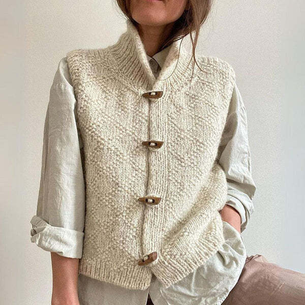 Trui Vest - Mouwloos - Knoopsluiting - Gebreid Gilet - Gebreid Damesvest-Boetiek Moda