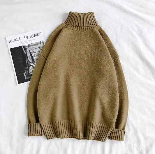 Trui met col - Heren Trui met oversized gebreide rolhals-Boetiek Moda