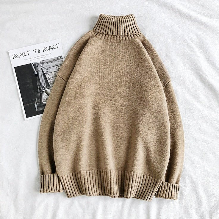Trui met col - Heren Trui met oversized gebreide rolhals-Boetiek Moda