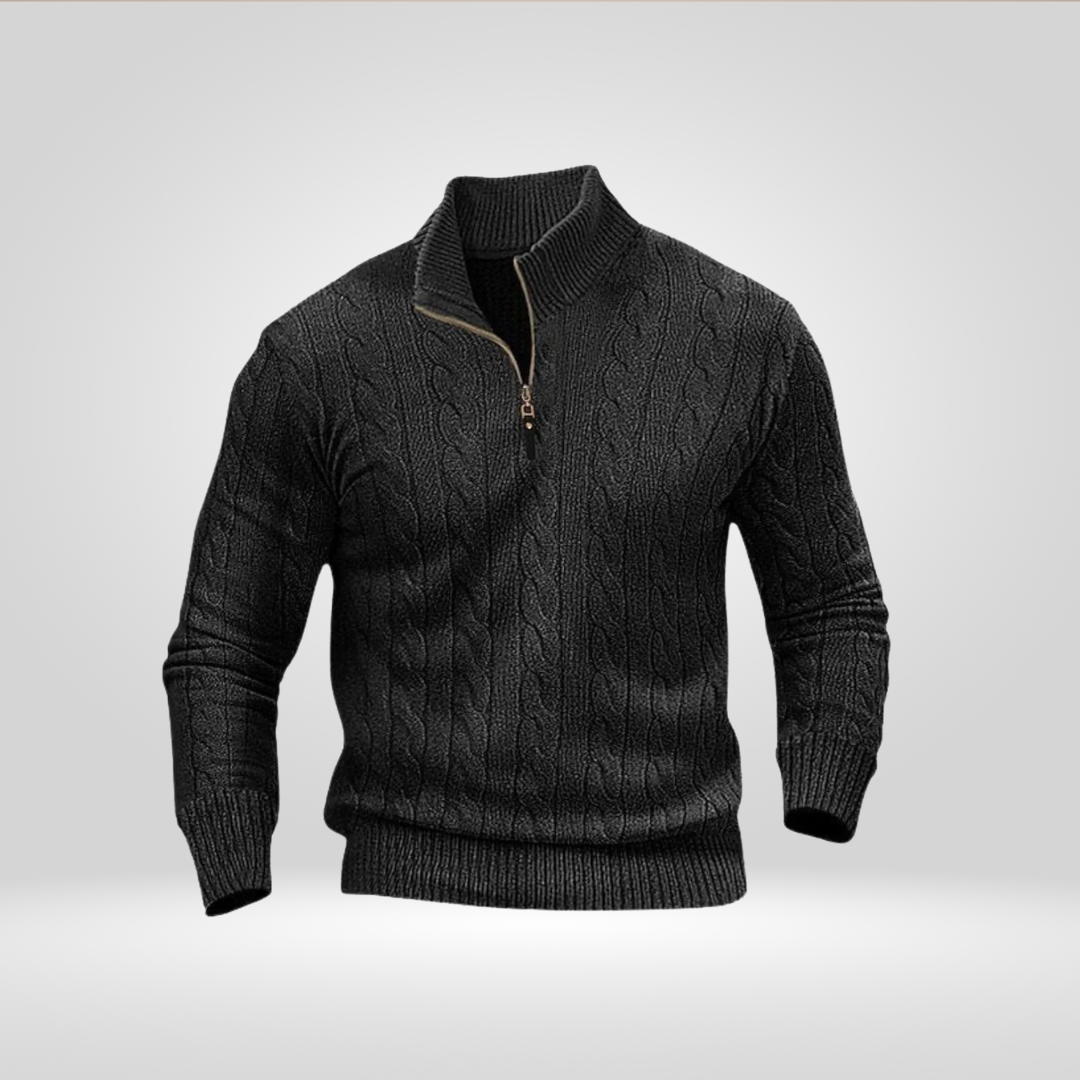 Trui met halve rits - Gebreide pullover met kwartrits voor heren-Boetiek Moda