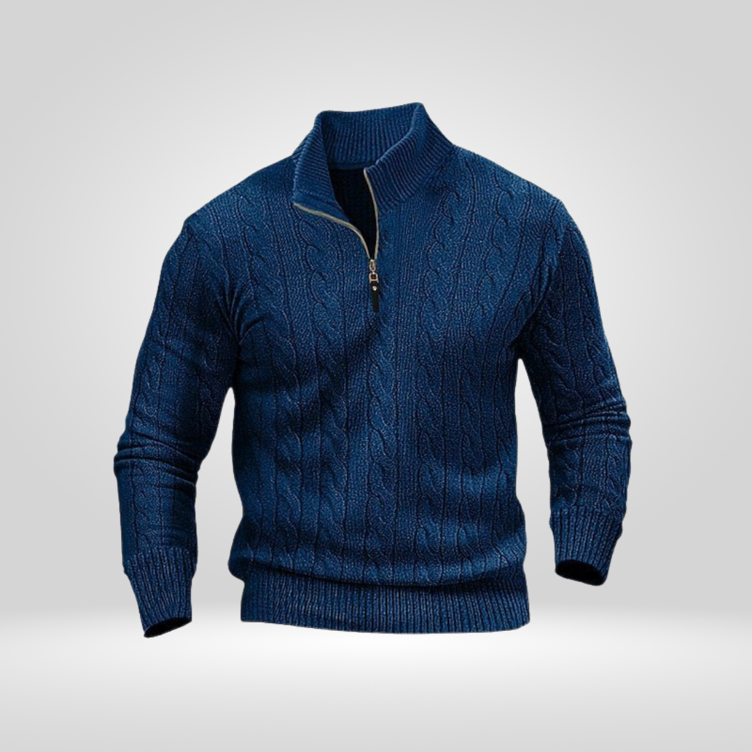 Trui met halve rits - Gebreide pullover met kwartrits voor heren-Boetiek Moda