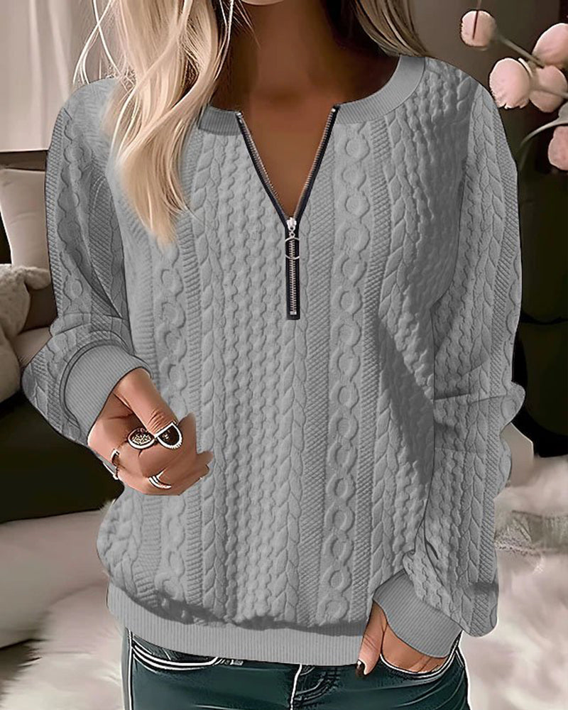 Trui met halve rits | Los model | Lange mouwen | Trui met halve rits | Dameskleding-Boetiek Moda