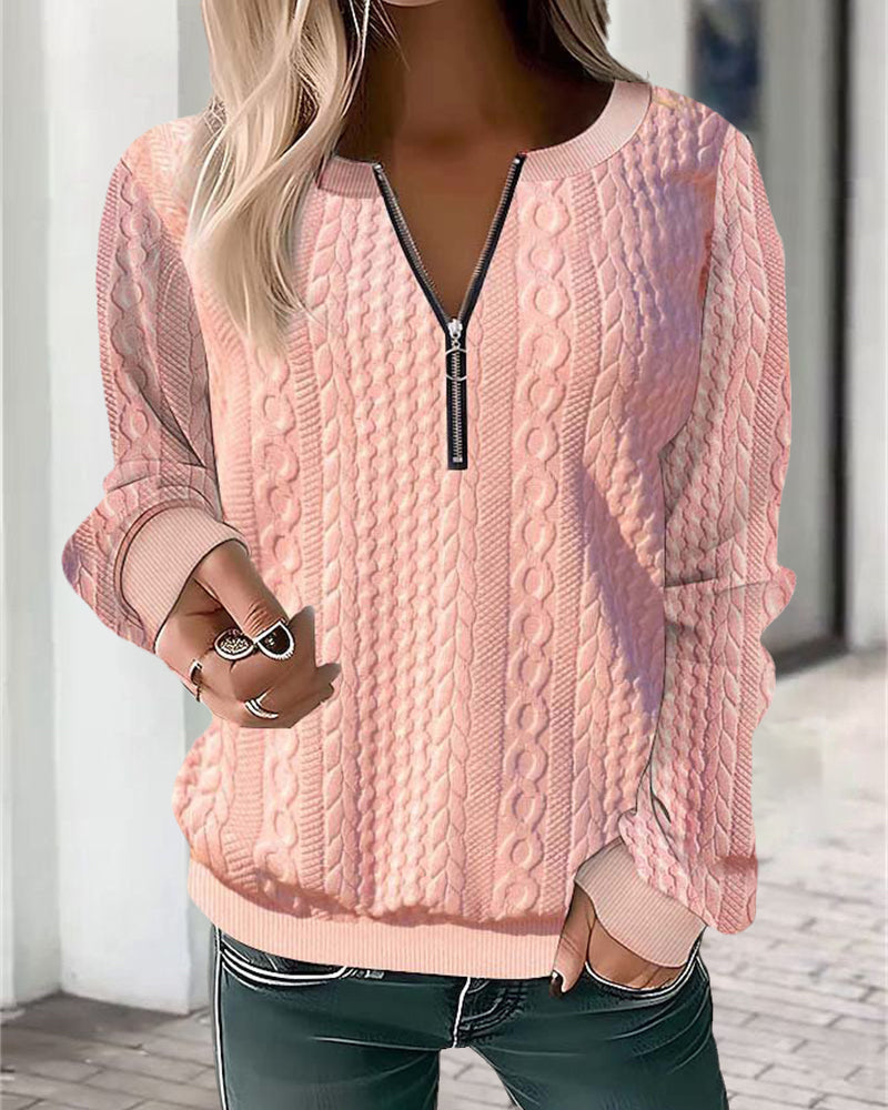 Trui met halve rits | Los model | Lange mouwen | Trui met halve rits | Dameskleding-Boetiek Moda