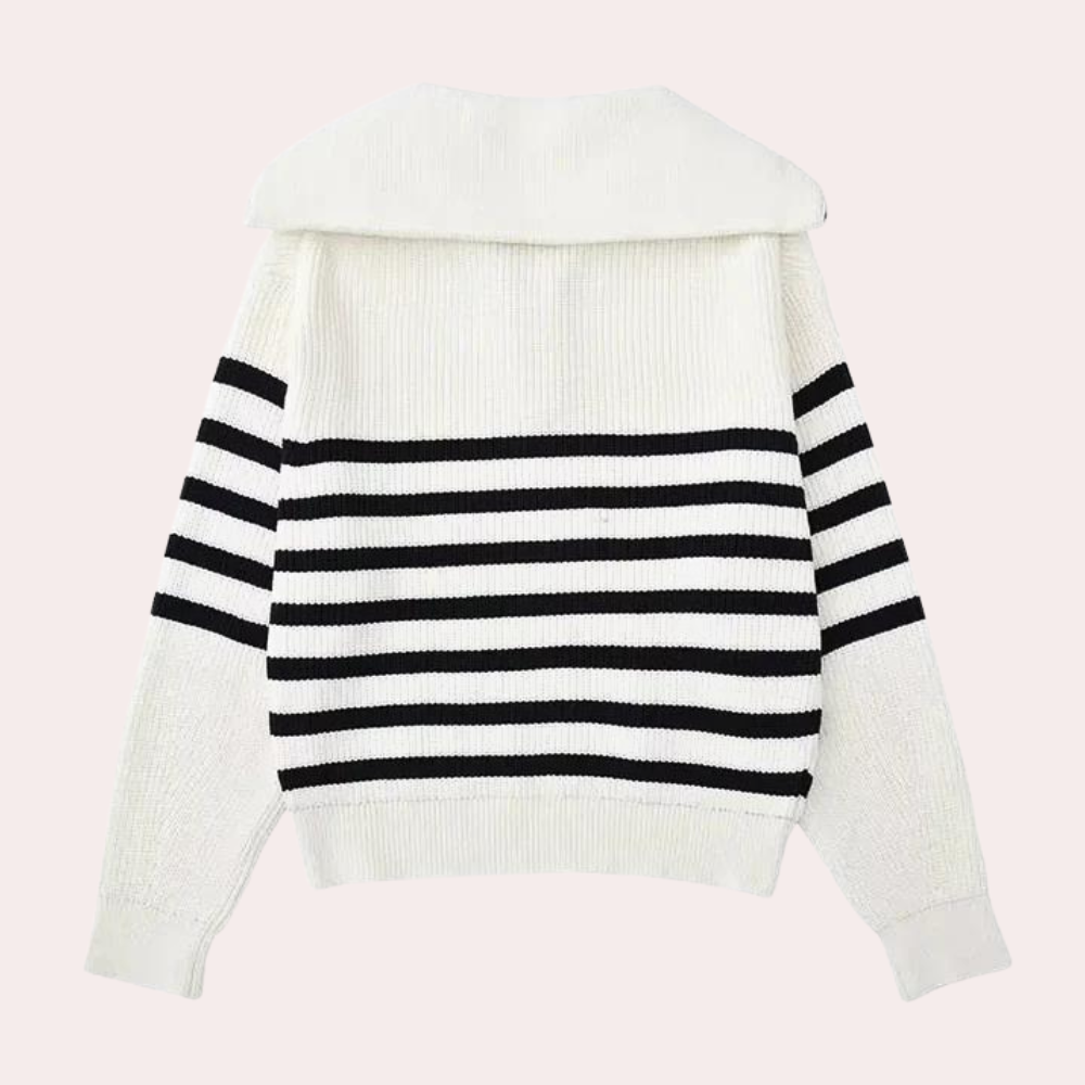 Trui met halve rits | Losjes model | Warm | Gebreide trui | Damestrui-Boetiek Moda