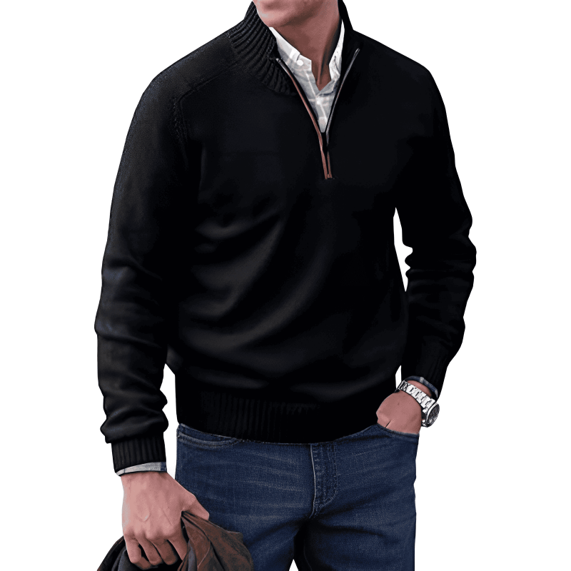 Trui met kwart rits heren - Winter - Trui - Gebreide trui - Trui met halve rits heren-Boetiek Moda