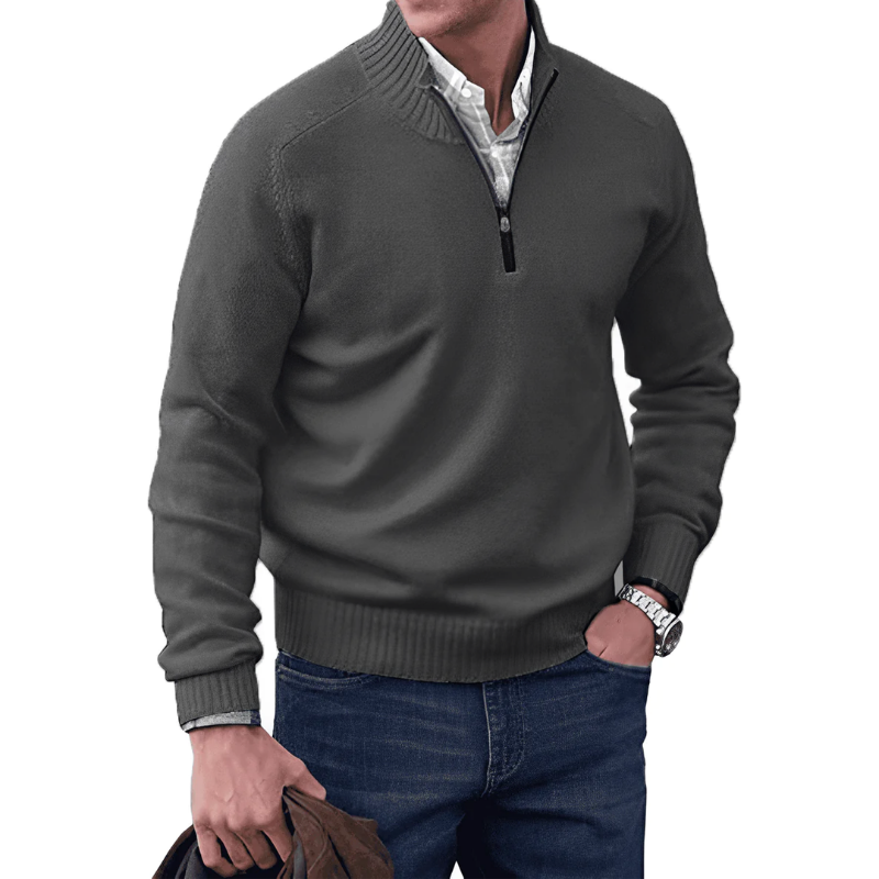 Trui met kwart rits heren - Winter - Trui - Gebreide trui - Trui met halve rits heren-Boetiek Moda