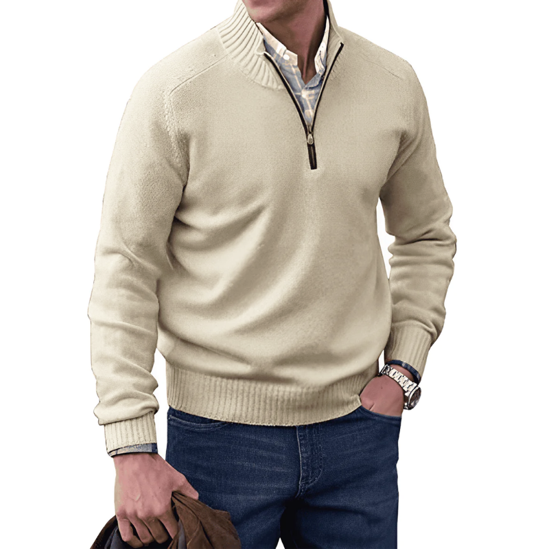 Trui met kwart rits heren - Winter - Trui - Gebreide trui - Trui met halve rits heren-Boetiek Moda