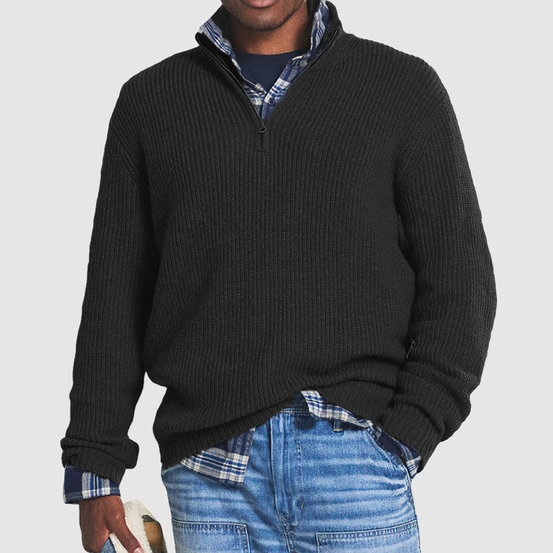 Trui met kwartritssluiting | Gebreid | Losse pasvorm | Pullover met halve ritssluiting | Truien met kwartritssluiting voor heren-Boetiek Moda