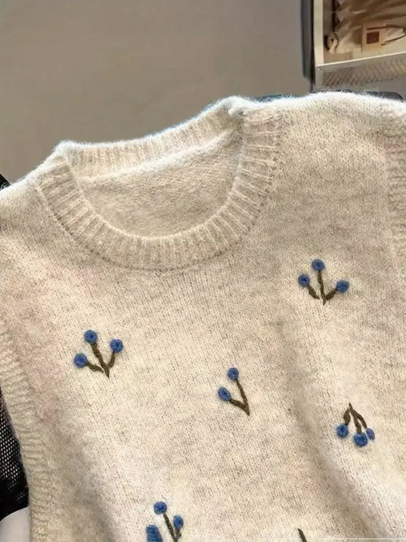 Trui-vest - Dames mouwloos gebreid pullover-vest-Boetiek Moda