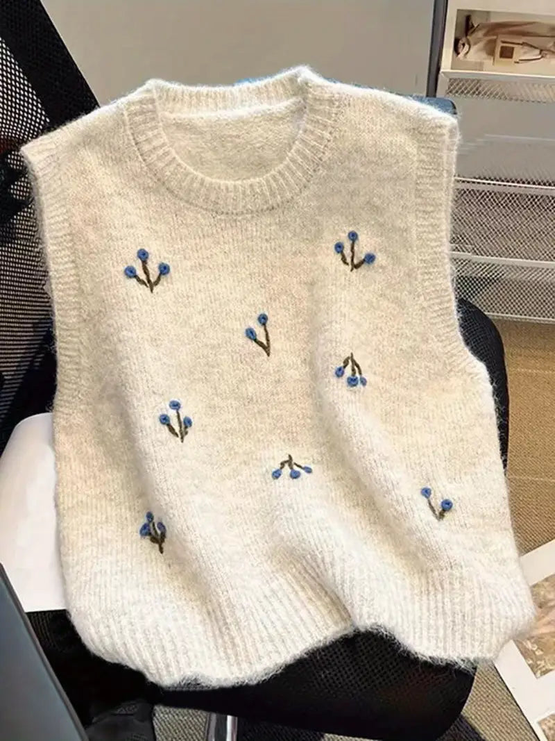 Trui-vest - Dames mouwloos gebreid pullover-vest-Boetiek Moda