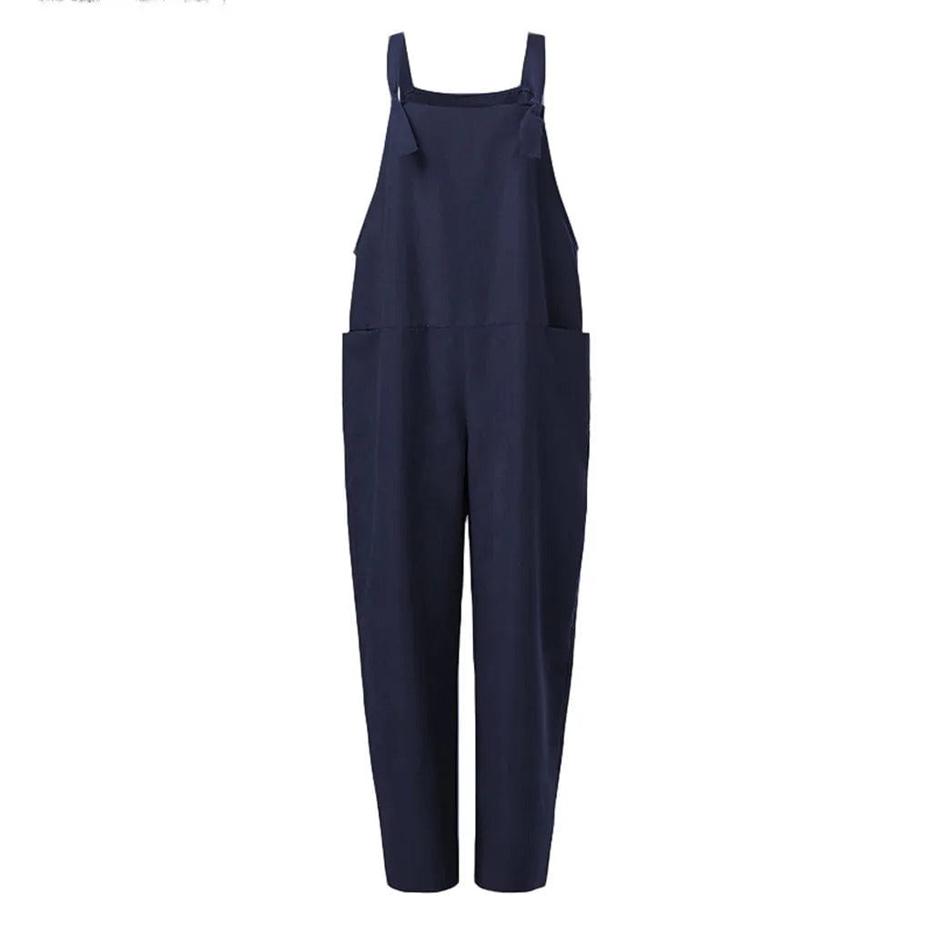 Tuinbroek - Dames mouwloze linnen jumpsuit met losse pasvorm-Boetiek Moda