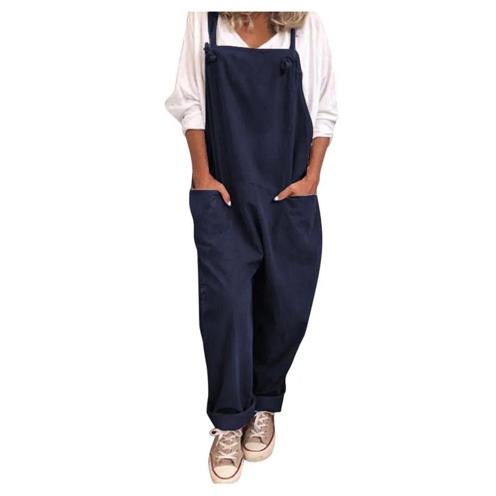 Tuinbroek - Dames mouwloze linnen jumpsuit met losse pasvorm-Boetiek Moda