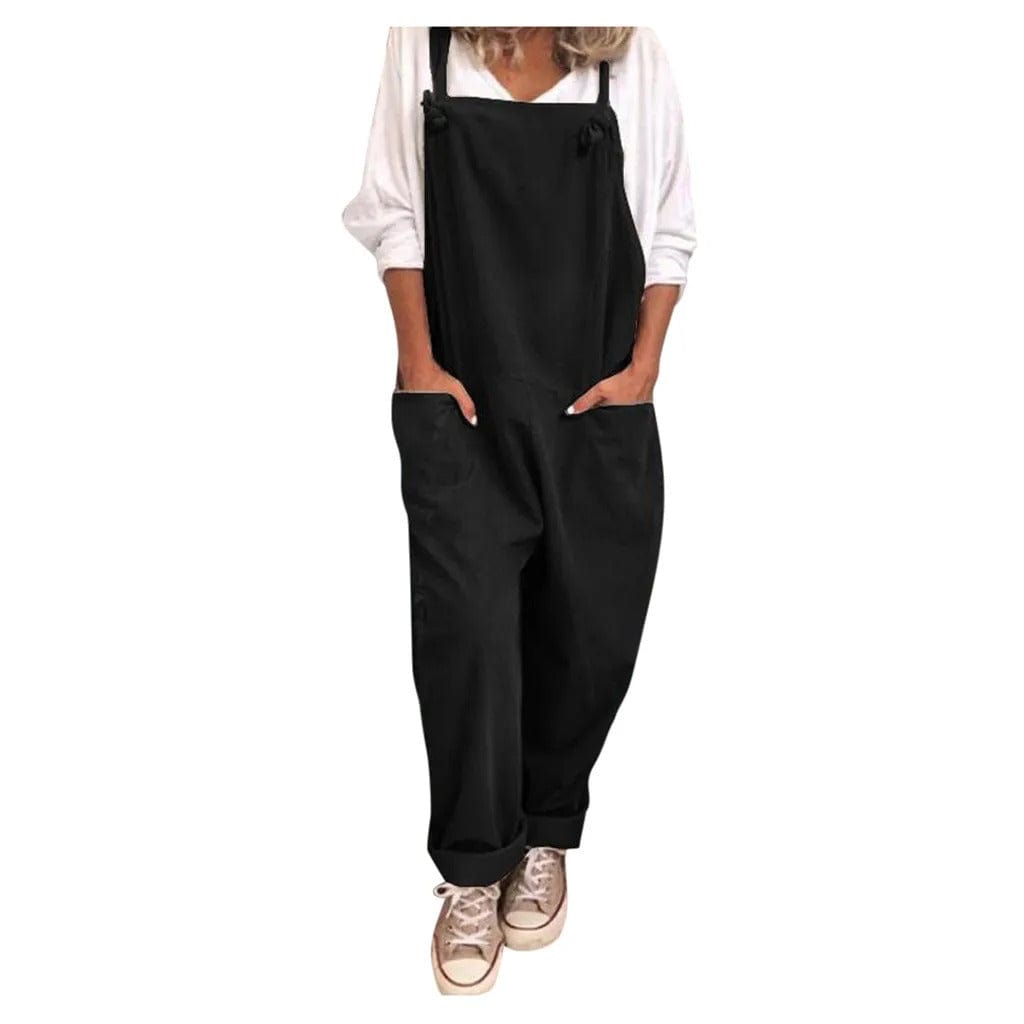 Tuinbroek - Dames mouwloze linnen jumpsuit met losse pasvorm-Boetiek Moda
