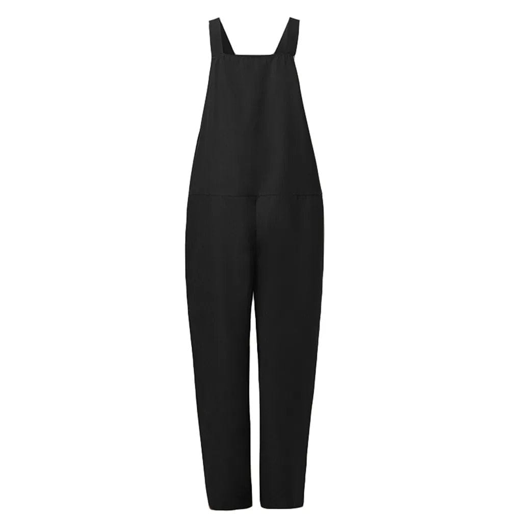 Tuinbroek - Dames mouwloze linnen jumpsuit met losse pasvorm-Boetiek Moda