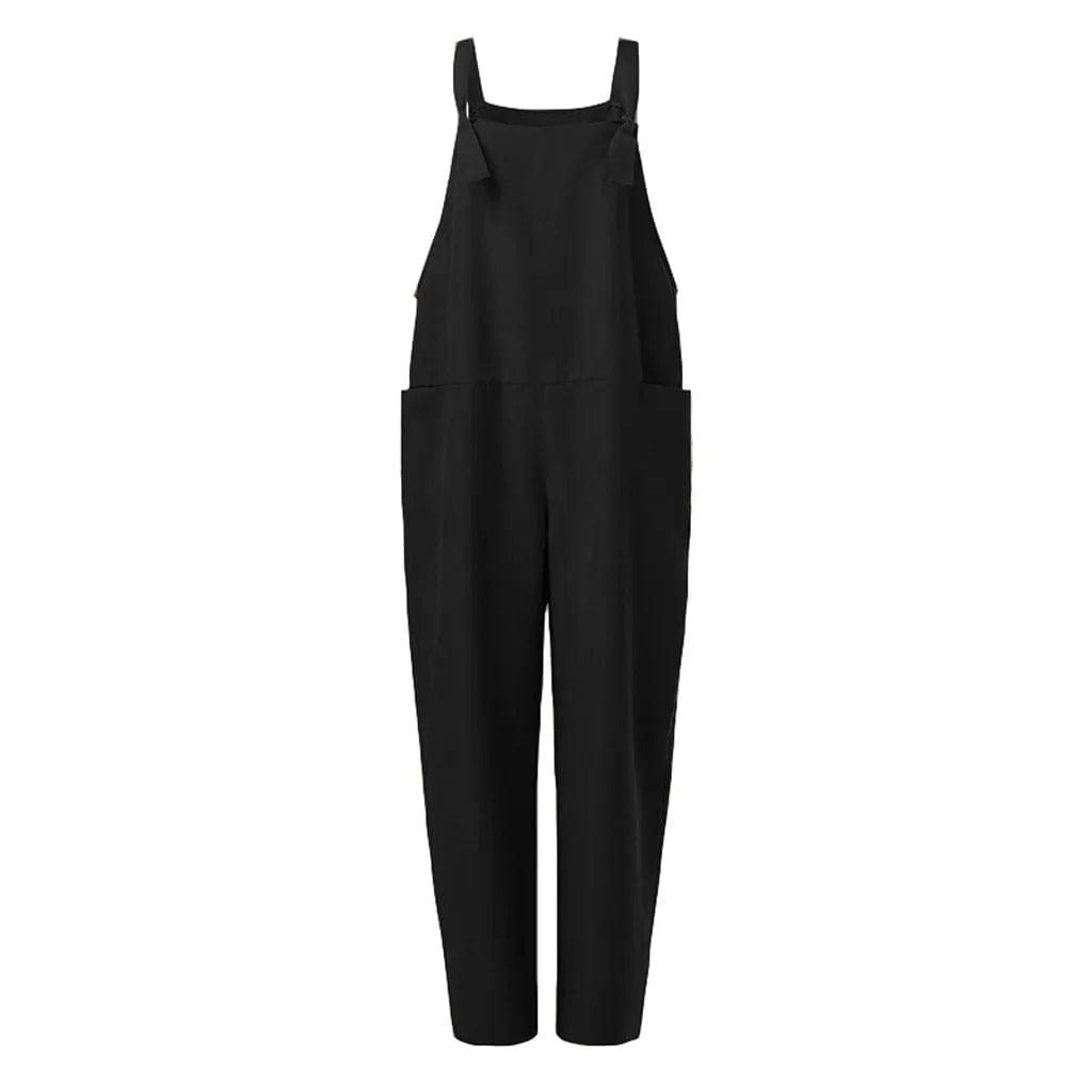 Tuinbroek - Dames mouwloze linnen jumpsuit met losse pasvorm-Boetiek Moda
