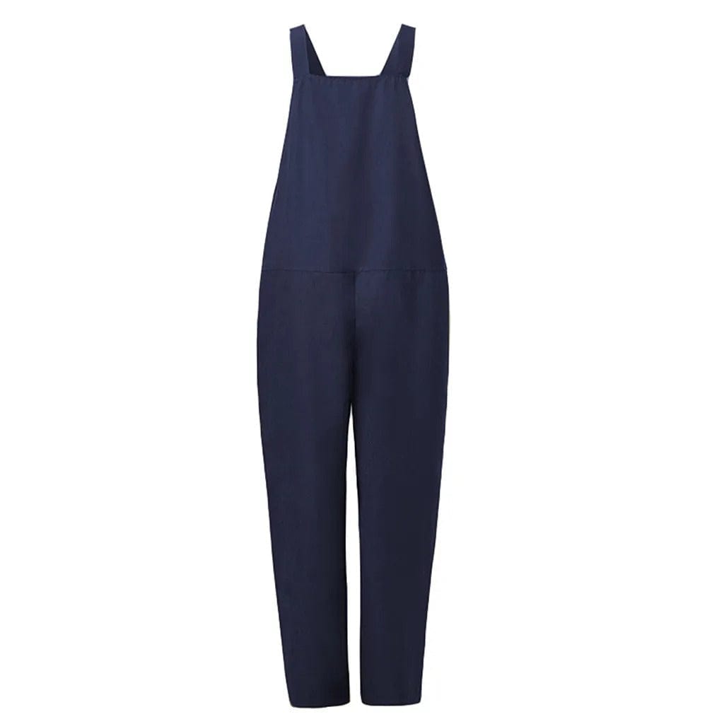 Tuinbroek - Dames mouwloze linnen jumpsuit met losse pasvorm-Boetiek Moda