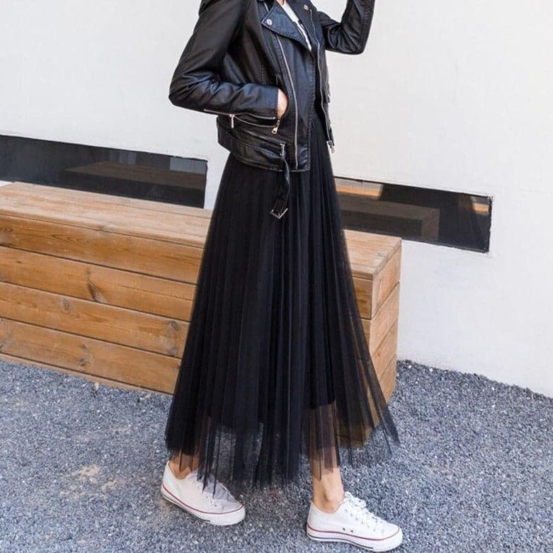 Tule Rok - Maxi tule rok met hoge taille en laagjes voor dames-Boetiek Moda