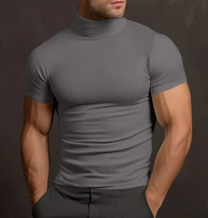 Turtleneck T-shirt - Heren Slim Fit Sweater Tshirt met hoge hals-Boetiek Moda