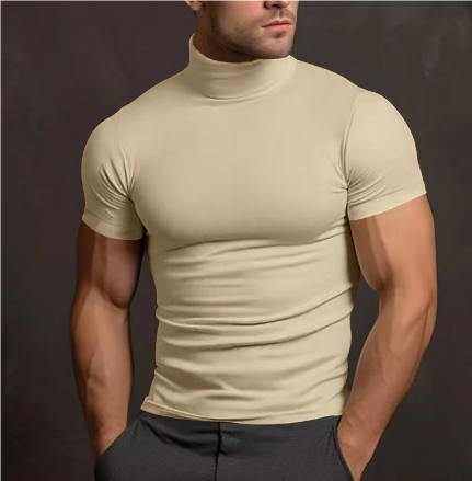 Turtleneck T-shirt - Heren Slim Fit Sweater Tshirt met hoge hals-Boetiek Moda