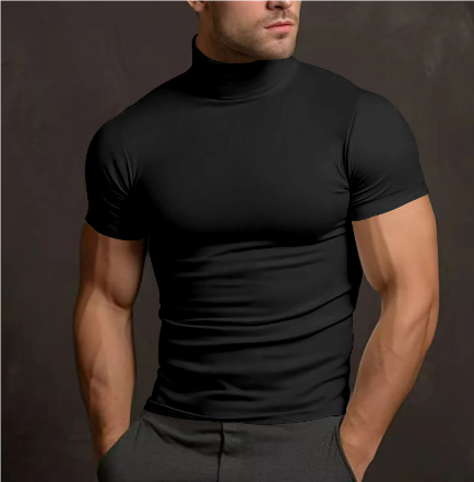 Turtleneck T-shirt - Heren Slim Fit Sweater Tshirt met hoge hals-Boetiek Moda