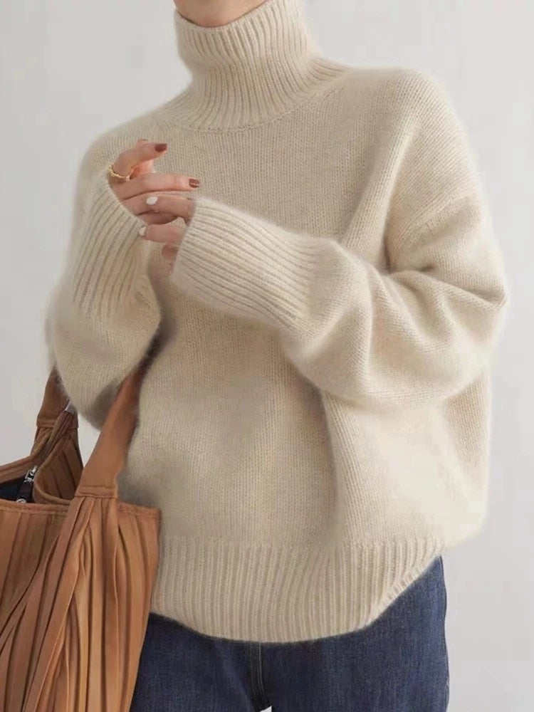 Turtleneck Trui - Gebreid - Rolkraag - Kasjmier trui - Damesbreigoed-Boetiek Moda