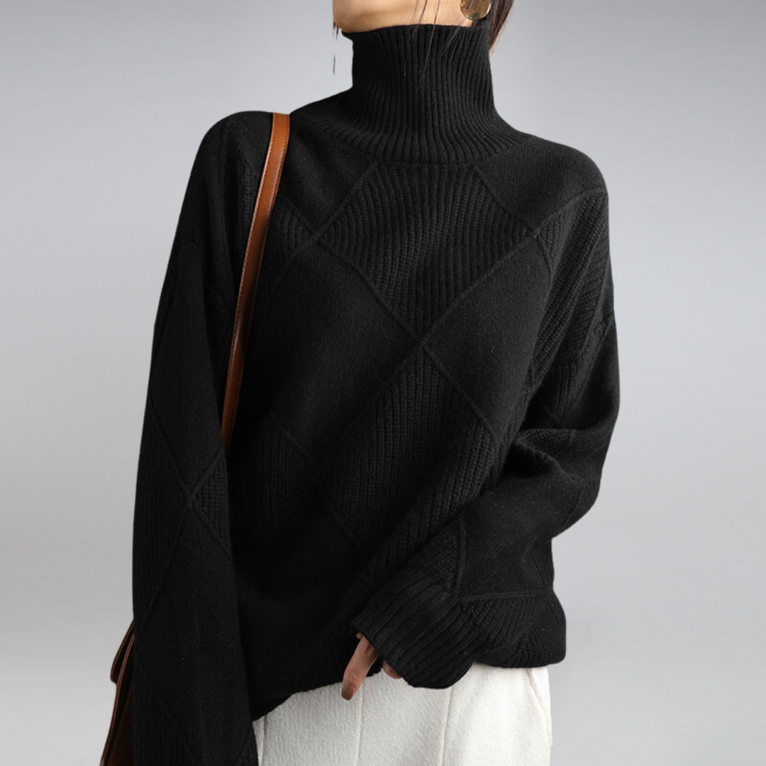 Turtleneck trui - Oversized gebreide trui met hoge kraag voor dames-Boetiek Moda