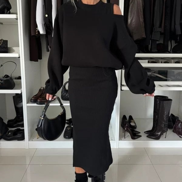 Tweedelige Set | Midi | Lange mouwen | Rok en shirt | Samengestelde set Vrouwen-Boetiek Moda