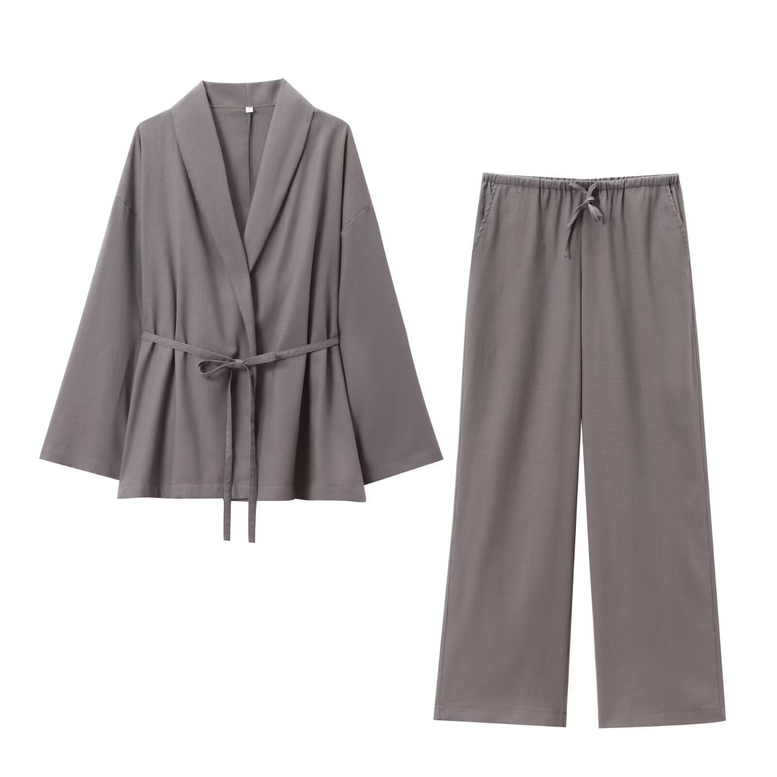 Tweedelige set - Dames Kimono met losse pasvorm en wijde broek in één set-Boetiek Moda