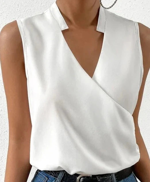V-hals top | Mouwloos | Elegant | Dames tops voor speciale gelegenheden | Dameskleding-Boetiek Moda