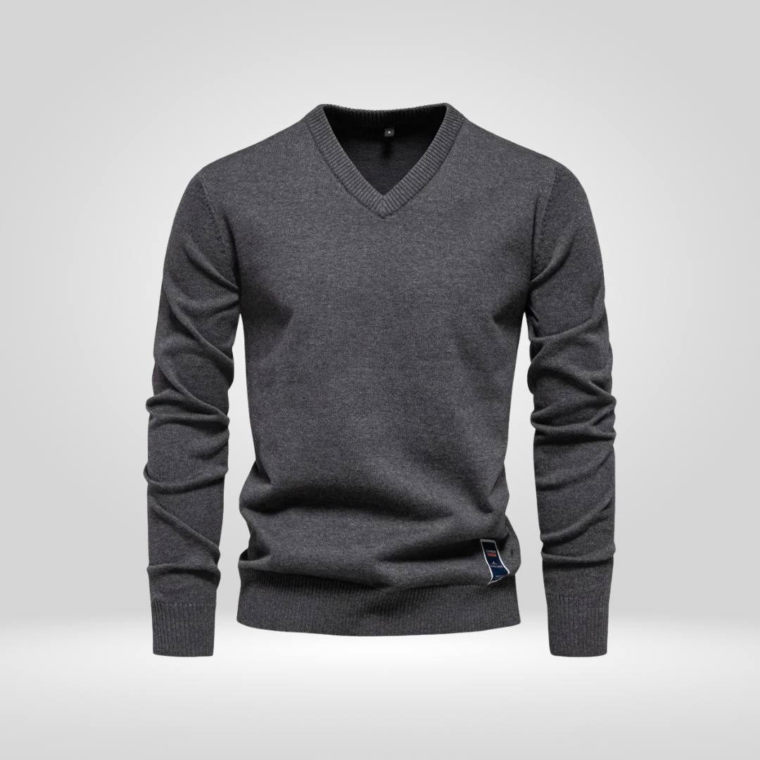 V-hals trui | Effen | Gebreid | Pullover | Gebreide kleding voor mannen-Boetiek Moda