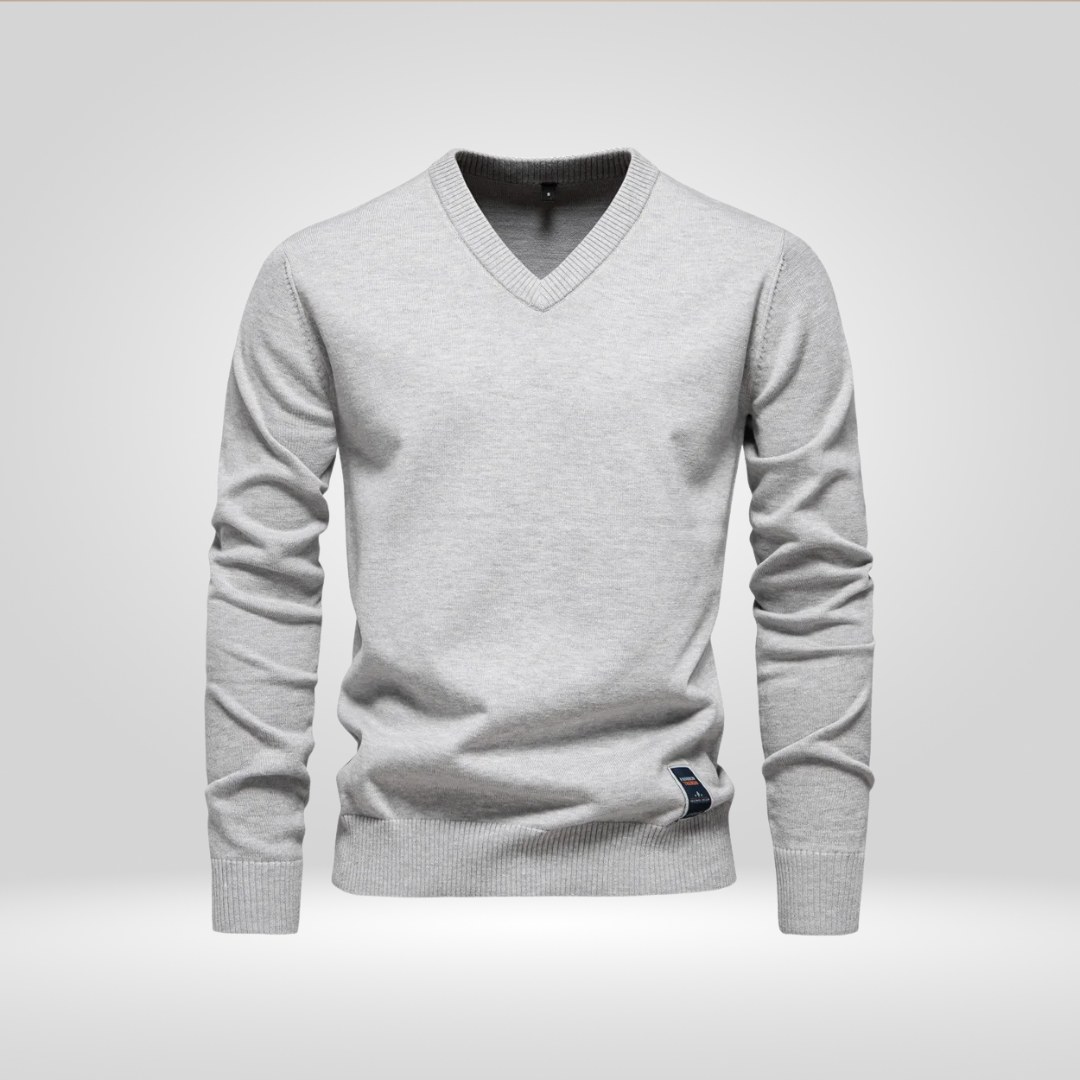 V-hals trui | Effen | Gebreid | Pullover | Gebreide kleding voor mannen-Boetiek Moda