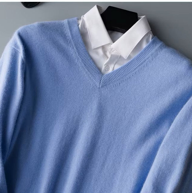 V-hals trui - Klassieke effen gebreide trui voor heren-Boetiek Moda