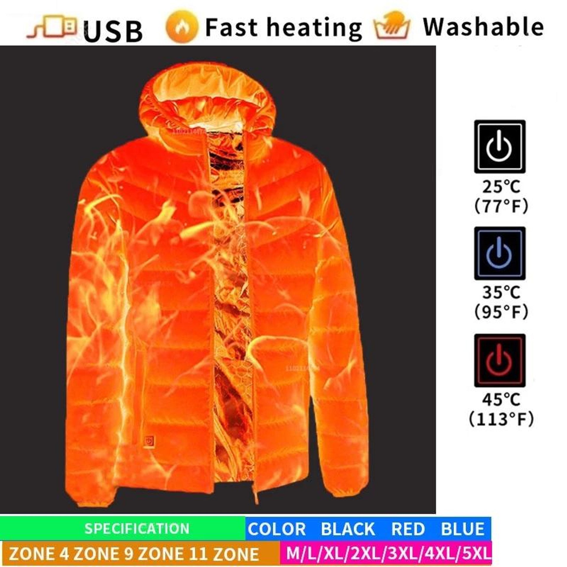 Verwarmd jack - Capuchon - Puffer - Donsjack - Winterjas voor heren-Boetiek Moda