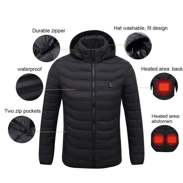 Verwarmd jack - Capuchon - Puffer - Donsjack - Winterjas voor heren-Boetiek Moda