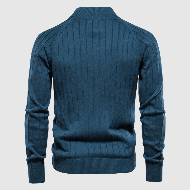 Vest met rits - Gebreid katoenen vest met lange mouwen voor heren-Boetiek Moda