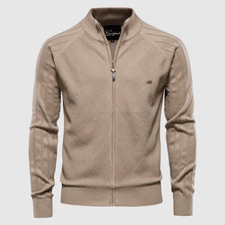 Vest met rits - Gebreid katoenen vest met lange mouwen voor heren-Boetiek Moda