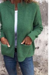 Vest met rits - volledige rits - zakken - gebreid vest - damesbreigoed-Boetiek Moda