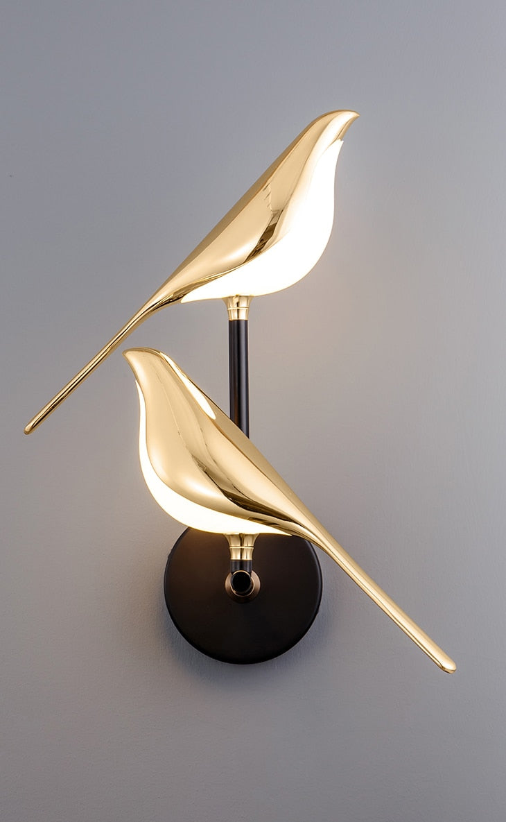 Vogellamp - Decoratieve interieurlamp Goud Zwarte vogel wandlamp-Boetiek Moda