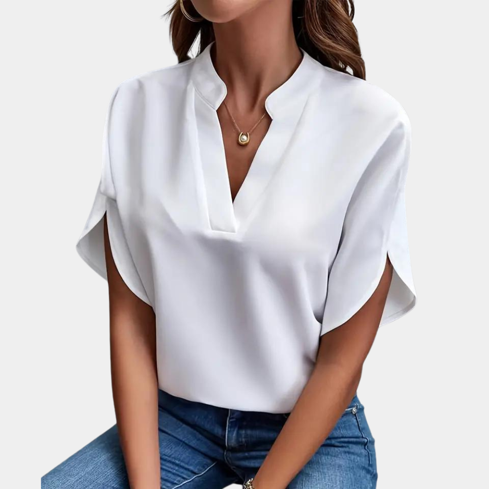 Vrouwen Blouse | Elegant | Los Fit | Korte Mouw Blouse | Zomer Top-Boetiek Moda