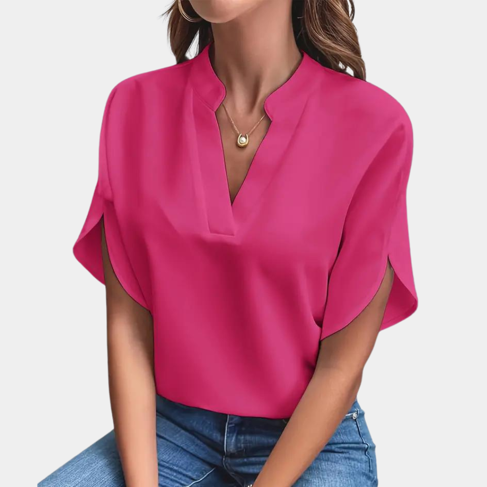 Vrouwen Blouse | Elegant | Los Fit | Korte Mouw Blouse | Zomer Top-Boetiek Moda