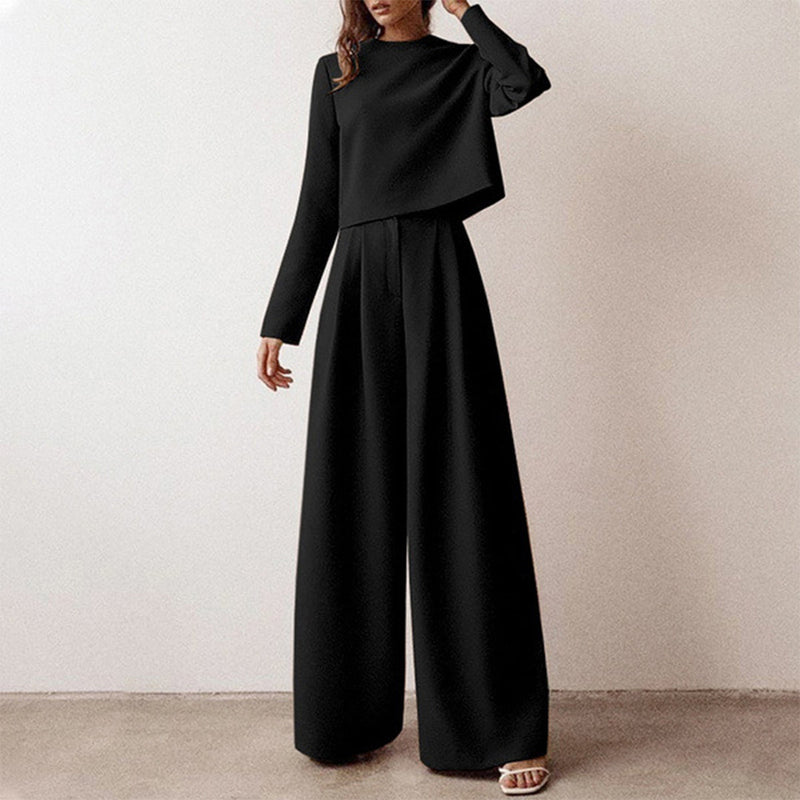 Vrouwenset - Wijde Pijpen - Lange Mouwen - Blouse en broek - Tweedelige Set-Boetiek Moda