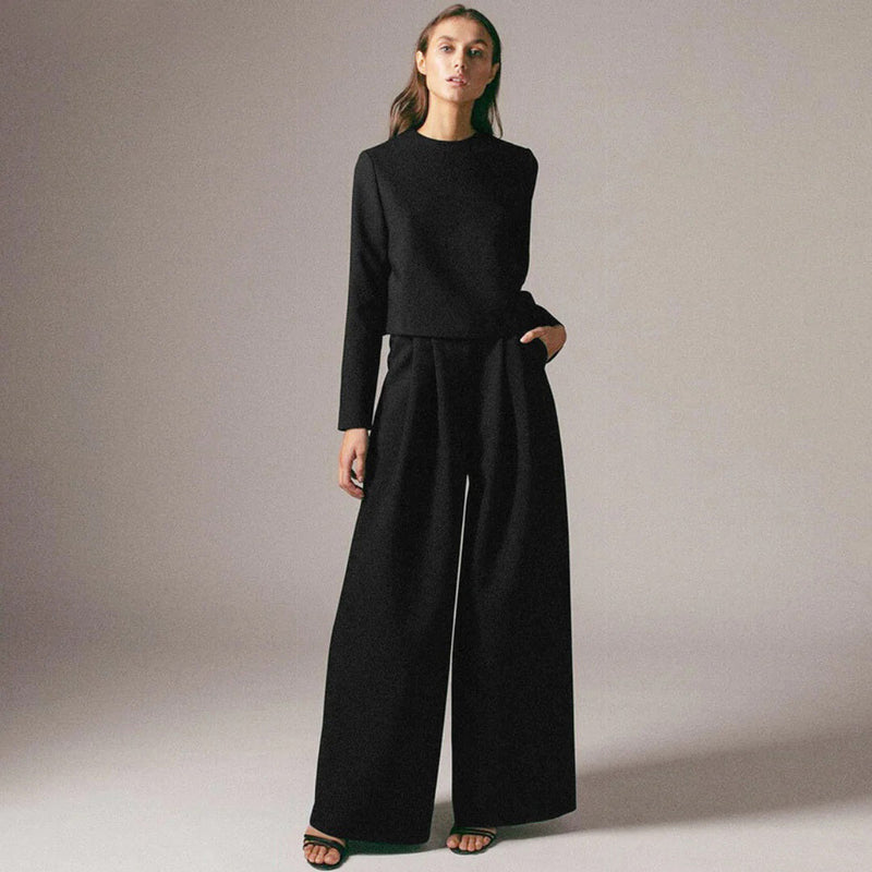 Vrouwenset - Wijde Pijpen - Lange Mouwen - Blouse en broek - Tweedelige Set-Boetiek Moda