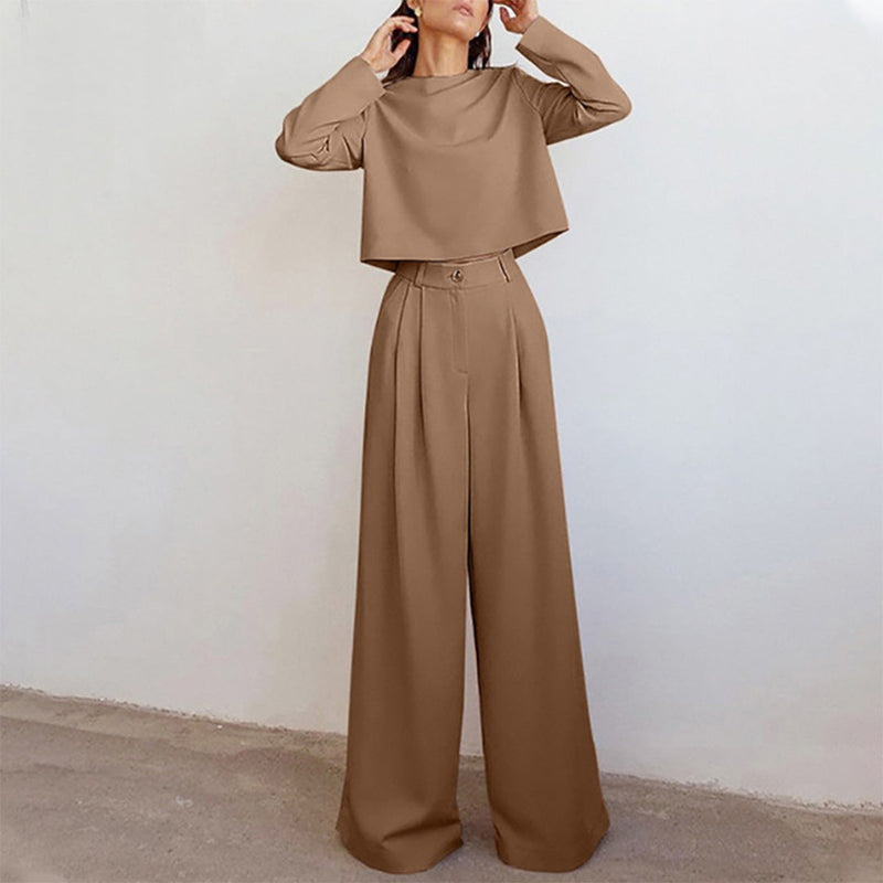 Vrouwenset - Wijde Pijpen - Lange Mouwen - Blouse en broek - Tweedelige Set-Boetiek Moda