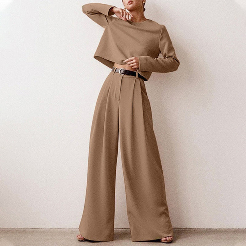 Vrouwenset - Wijde Pijpen - Lange Mouwen - Blouse en broek - Tweedelige Set-Boetiek Moda